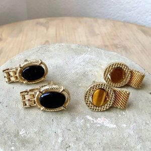 Cuff Link Bundle, SWANK Onyx and Gold and Tigers Eye and Gold